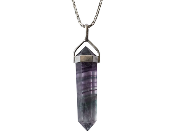 fluorite necklace, crystal pendant necklace, gemstone jewelry, healing crystal pendant, purple fluorite necklace, natural crystal jewelry, spiritual necklace, boho crystal pendant