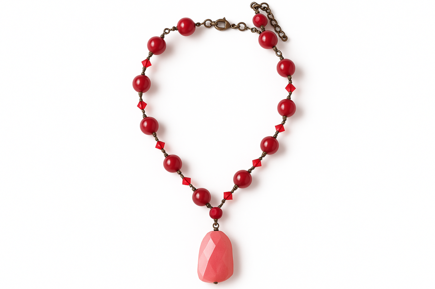 Optimized rose quartz necklace